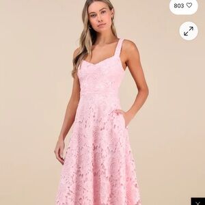 Lulu's Blush Pink Lace Midi Dress